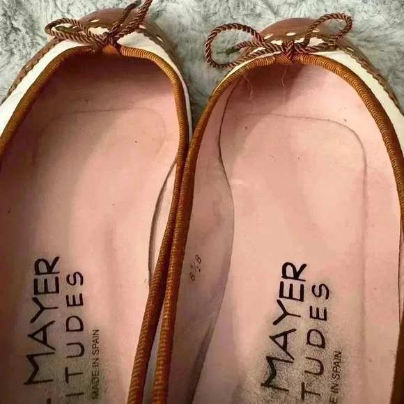 Paul Mayer Oxford Leather Ballet Flats Size 8.5 Preppy Office Saddle Office Shoe - Picture 9 of 10